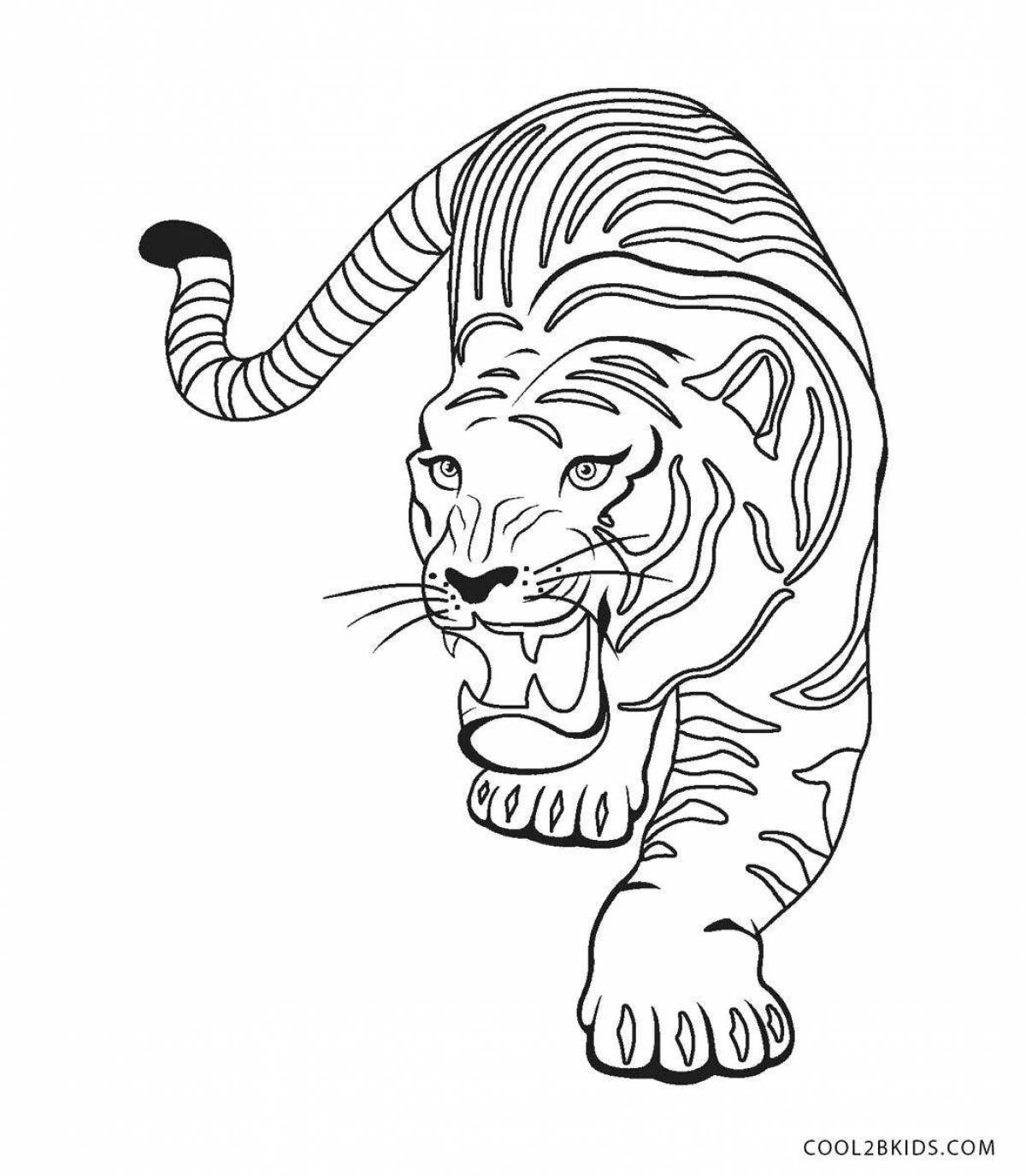 Luminous tiger coloring book for children 6-7 years old