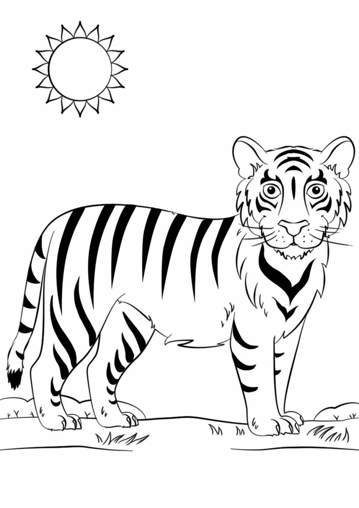 Glitter tiger coloring book for children 6-7 years old
