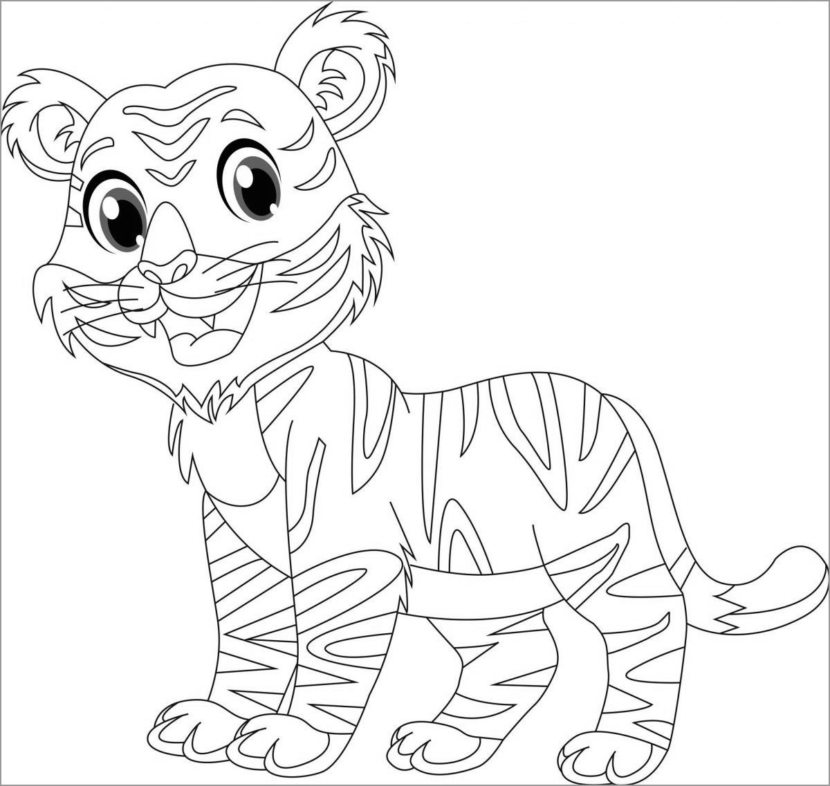 Эффектная раскраска тигр для детей 6-7 лет