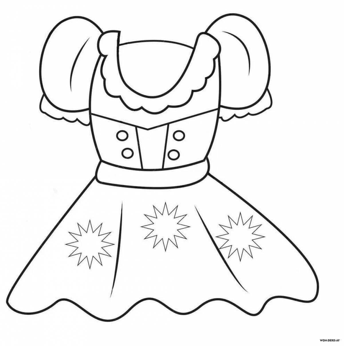 Coloring book gorgeous dress for dolls