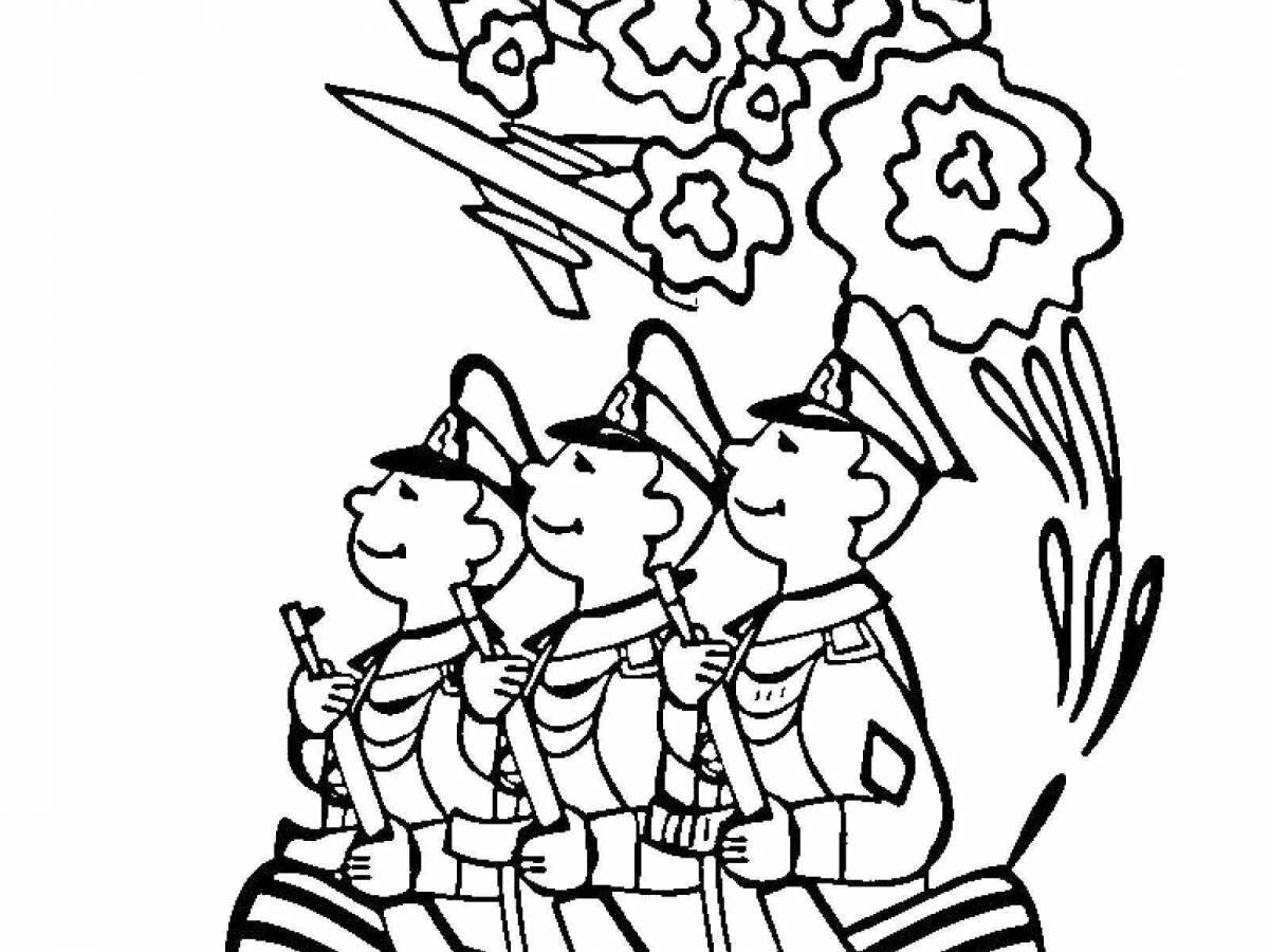 Coloring page joyful defender of the fatherland for children