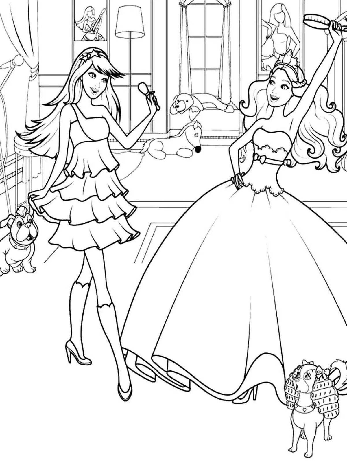 Exquisite coloring games for girls barbie and princess