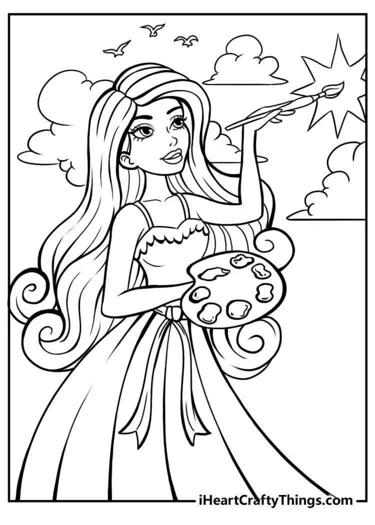 Radiant coloring pages for girls barbie and princess