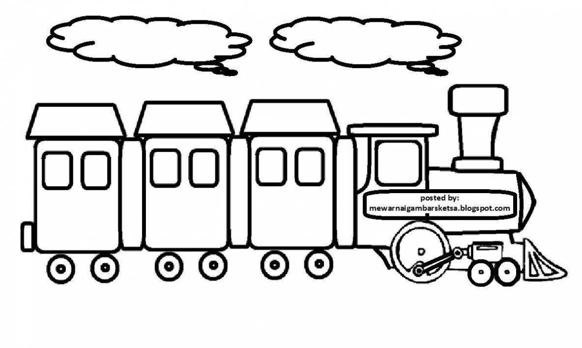 Фото Раскраска энергичный поезд для детей 6-7 лет