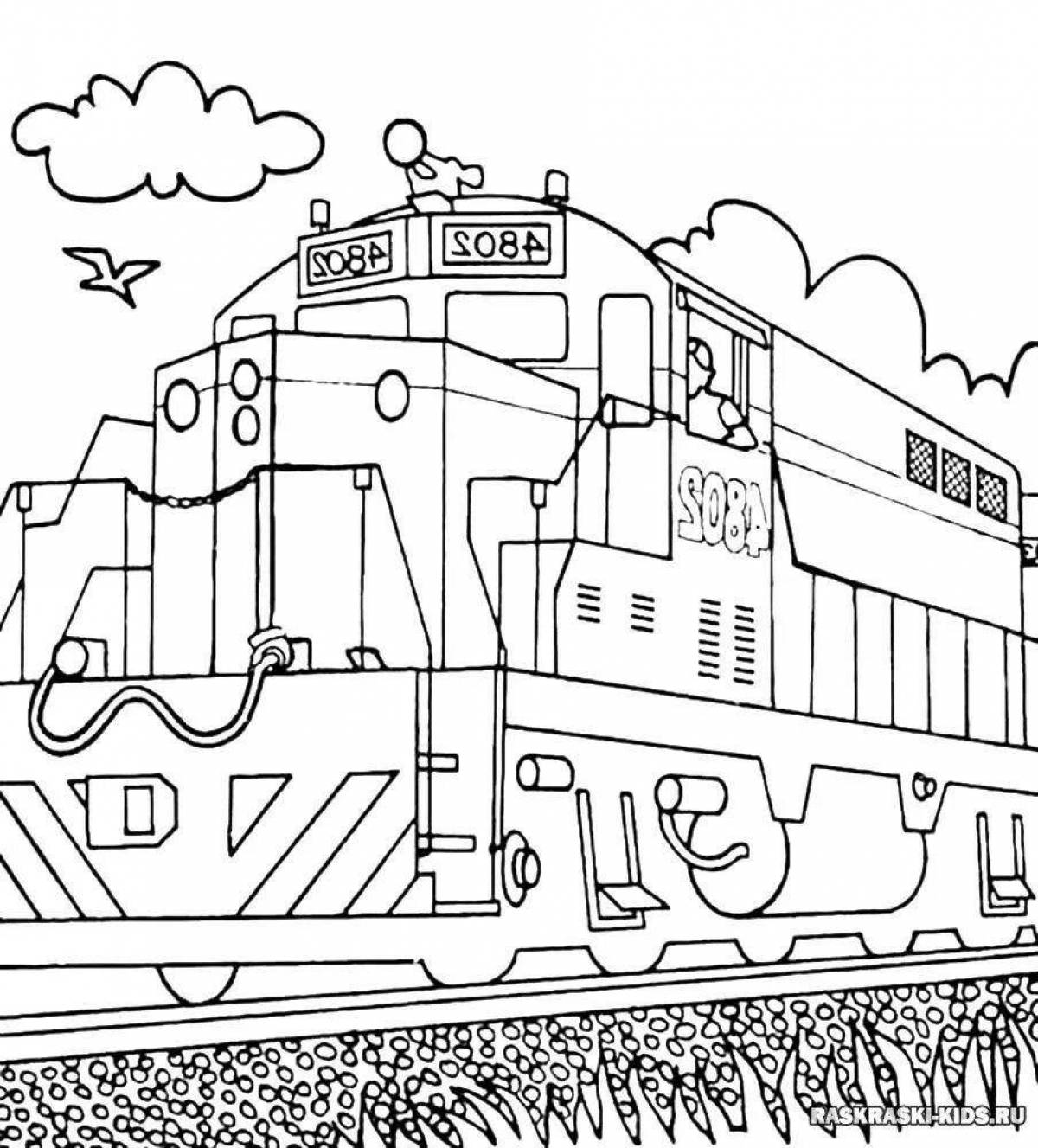 Фото Раскраска взволнованный поезд для детей 6-7 лет