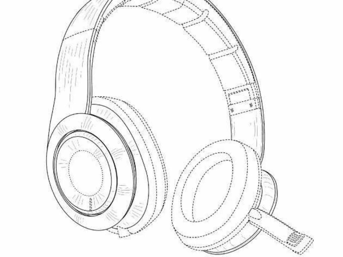 Coloring page with headphones for the little ones