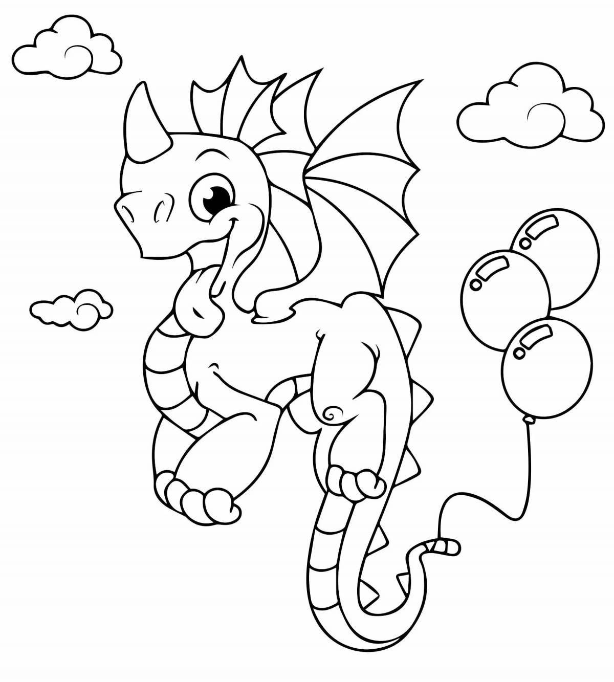 Difficult coloring dragon for kids