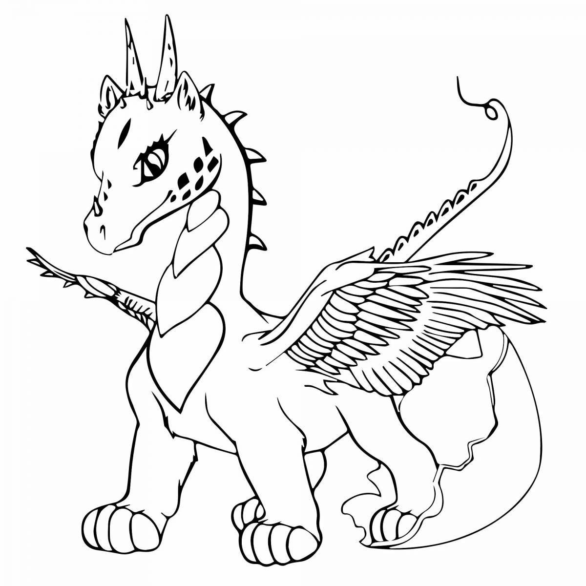 Fancy dragon coloring for kids