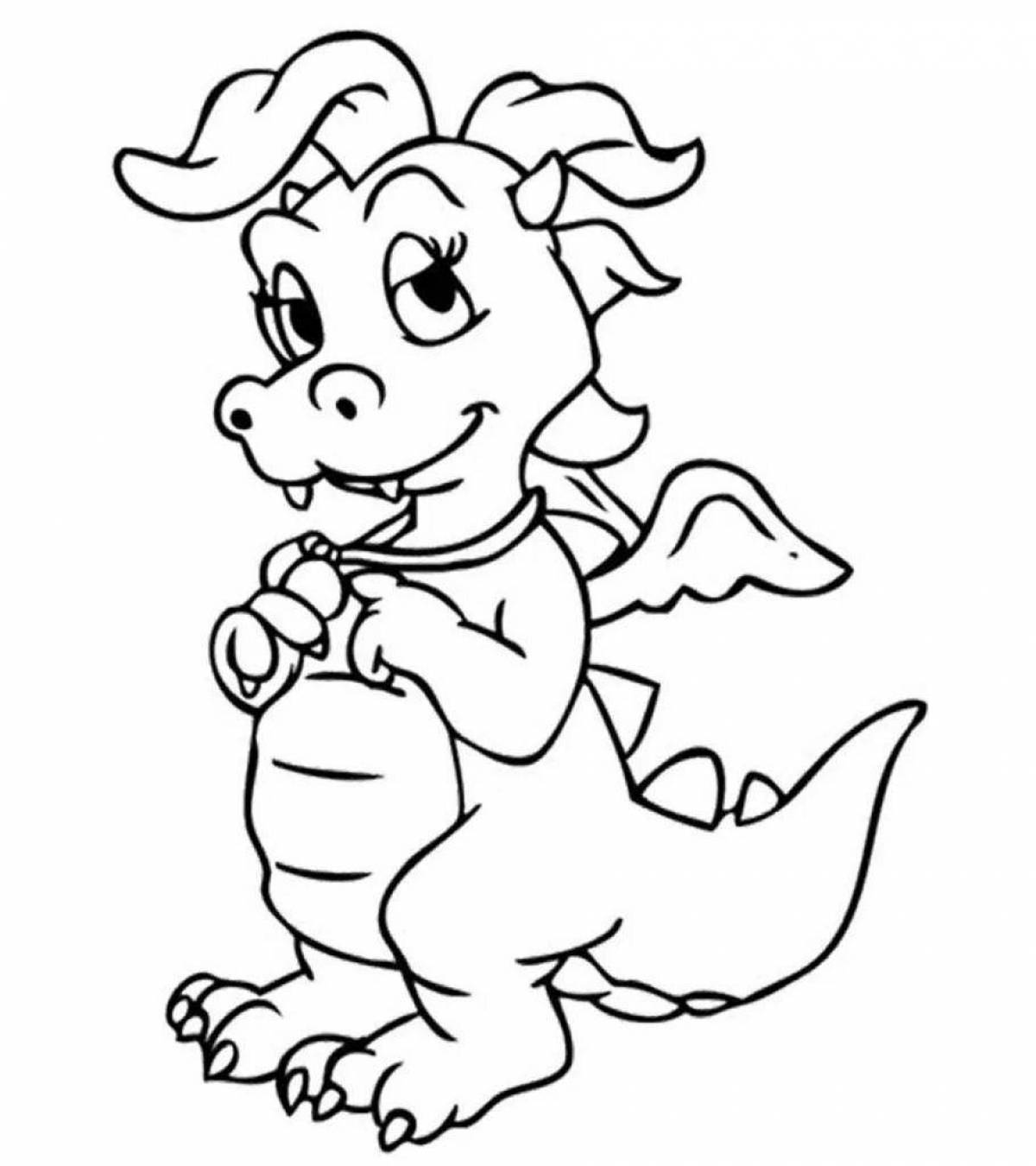 Joyful coloring dragon for kids