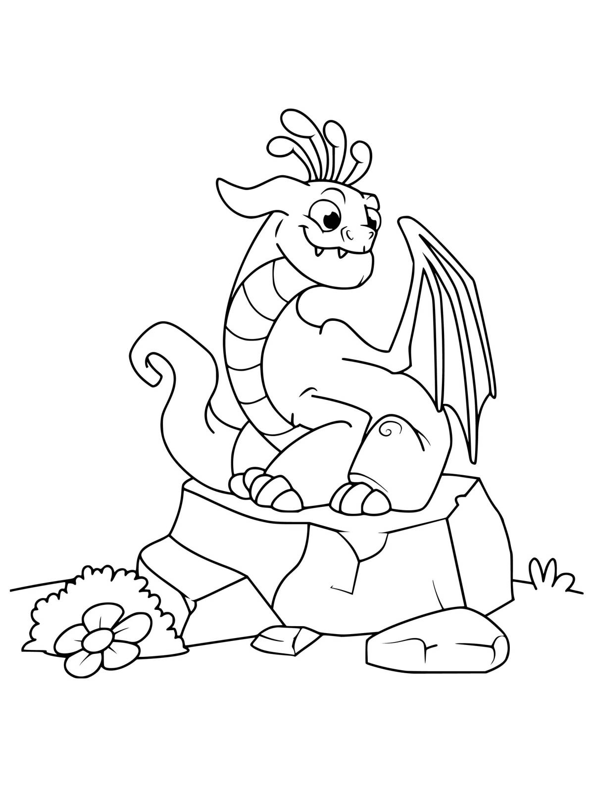 Large coloring dragon for kids