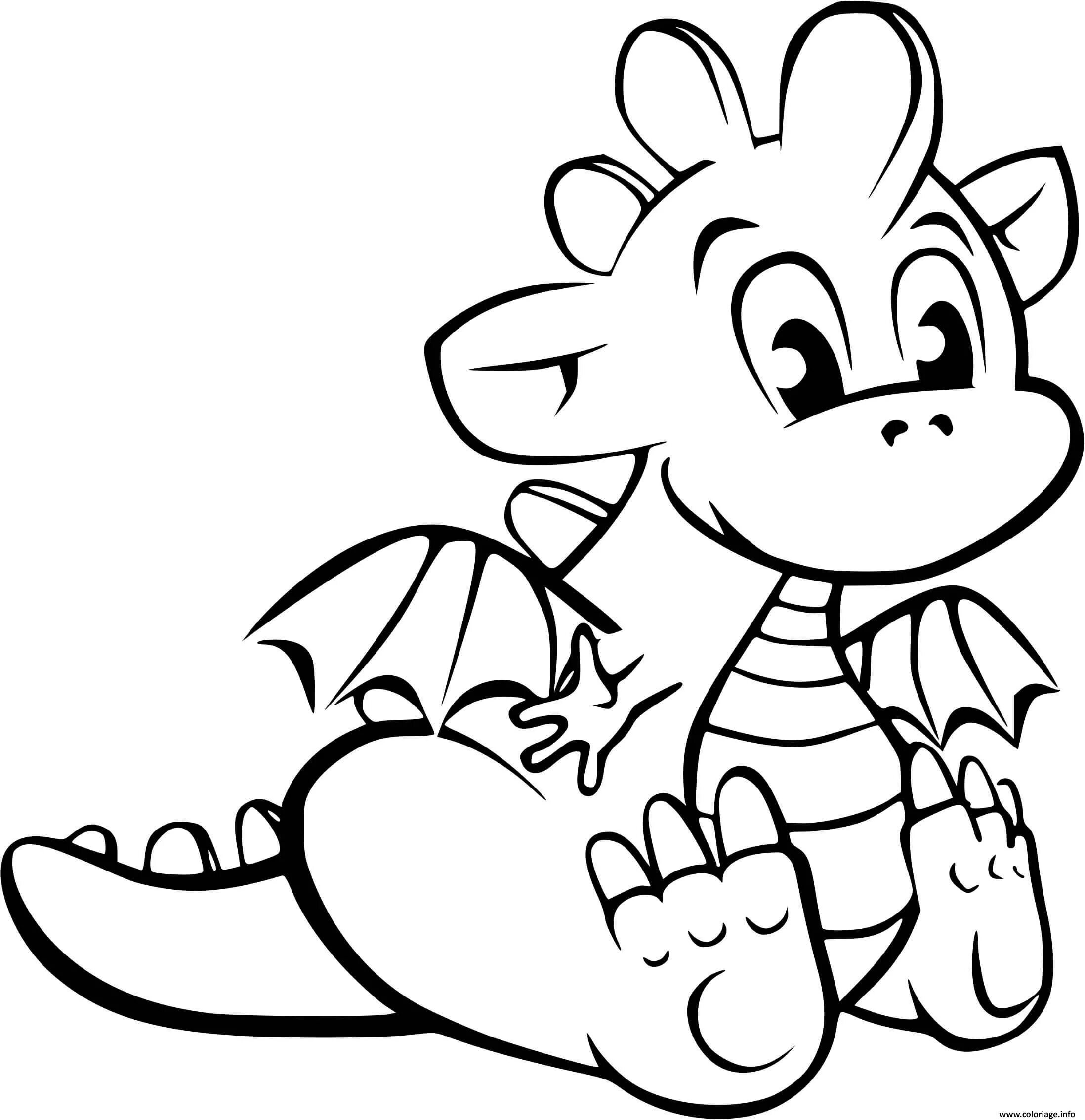 Elegant dragon coloring book for kids