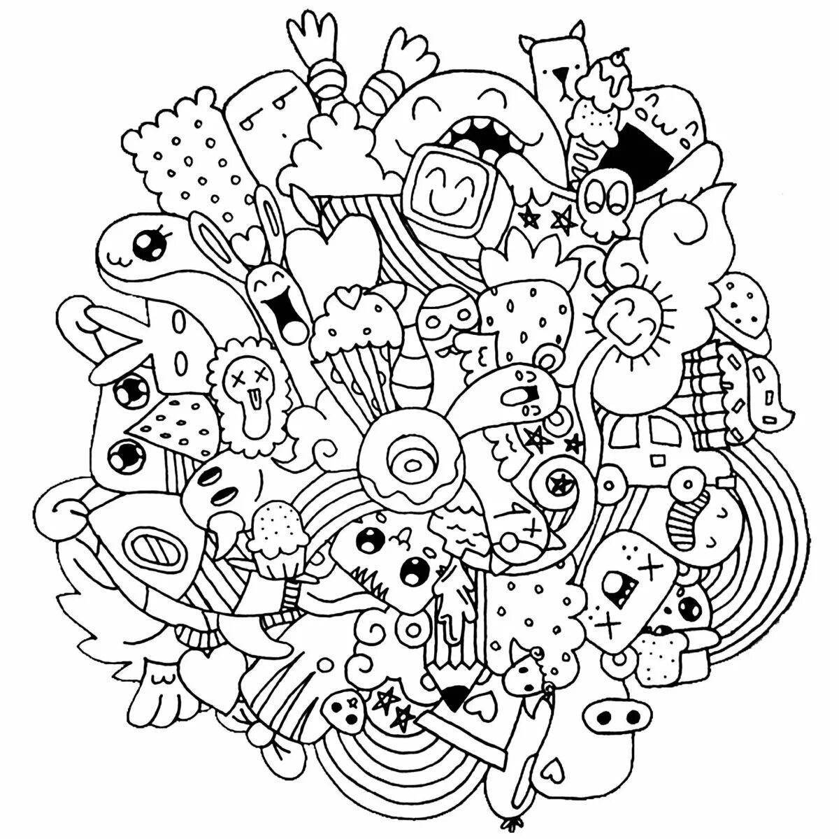 Colourful anti-stress coloring book for teenagers