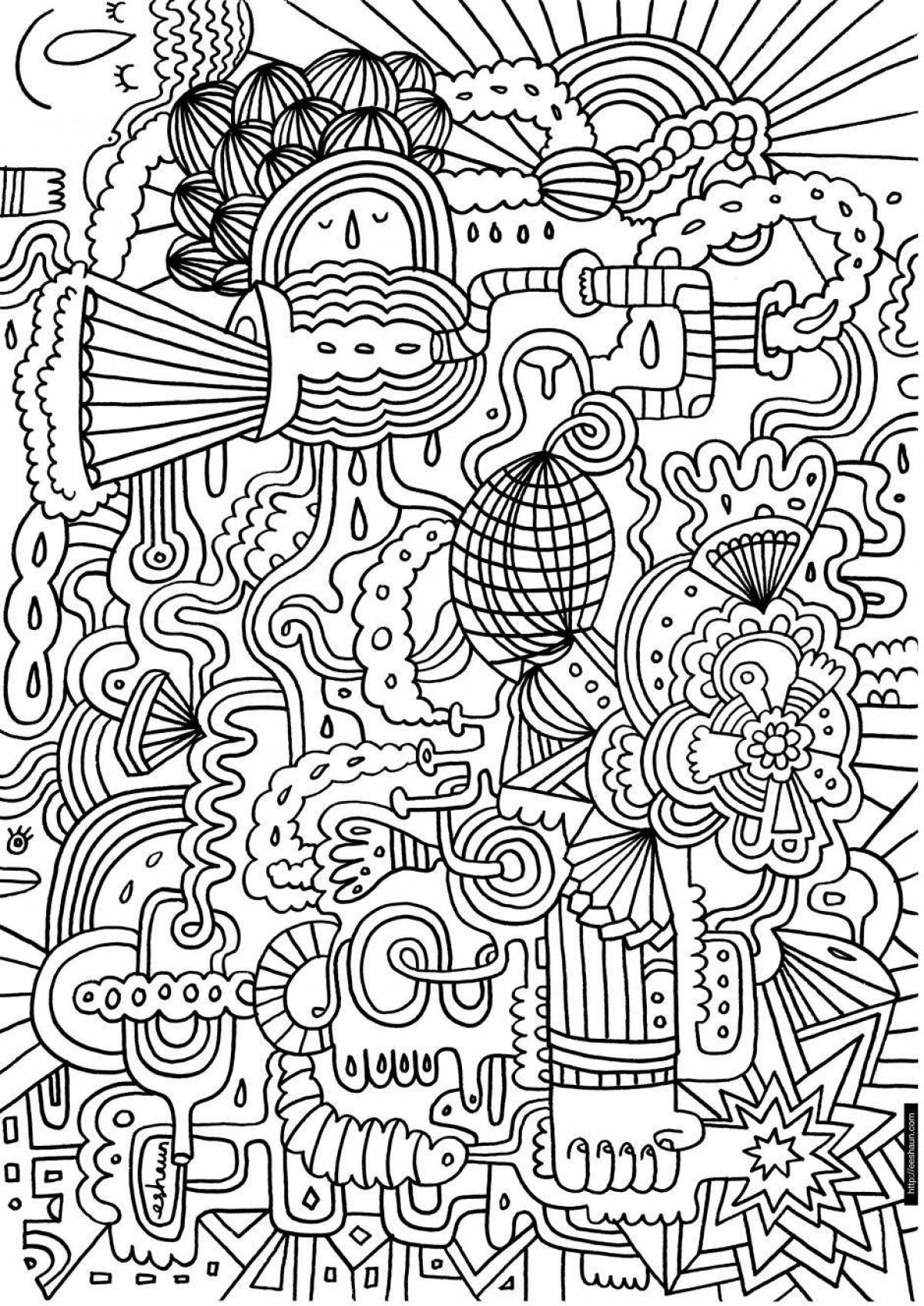 Peaceful anti-stress coloring book for teenagers