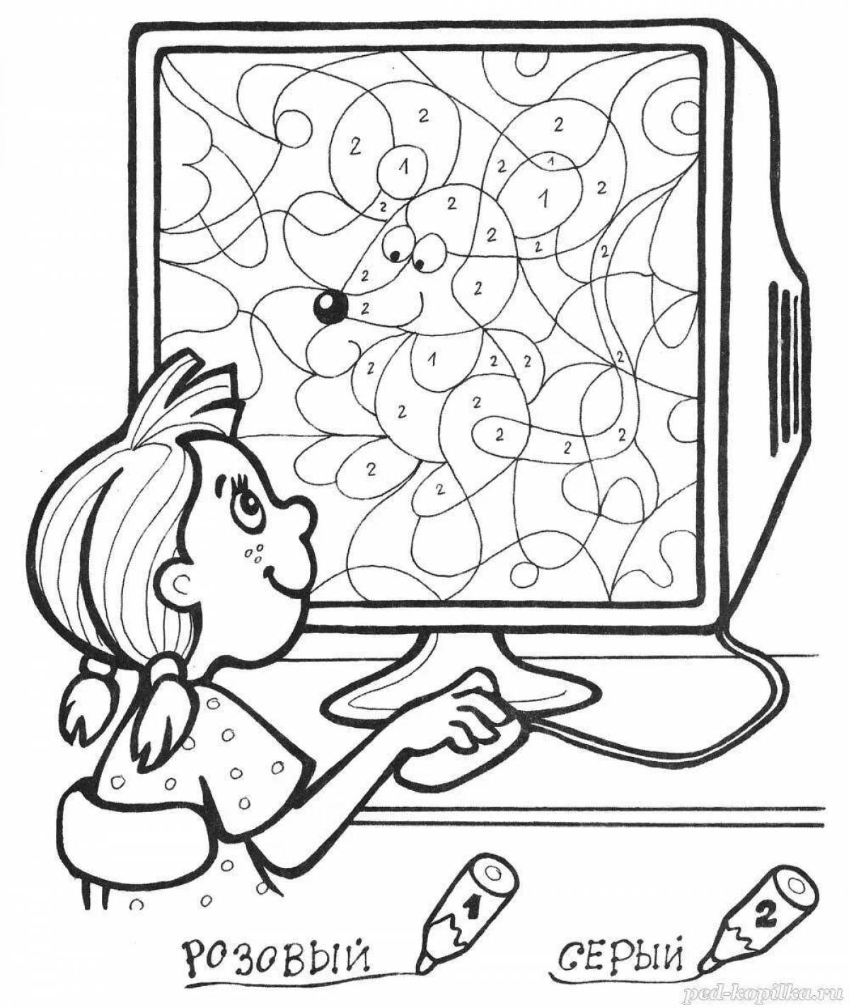 Включи задание в интернете. Компьютер задания для детей. Рисование на компьютере для детей. Computer для раскрашивания для детей. Раскраска телевизор.