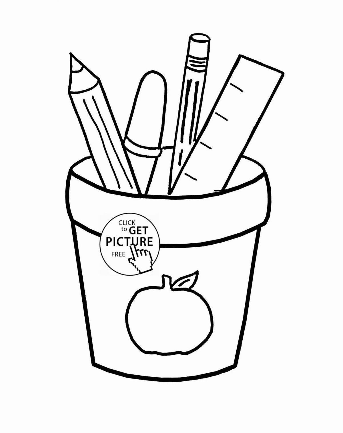 Coloring page of stationery for girls