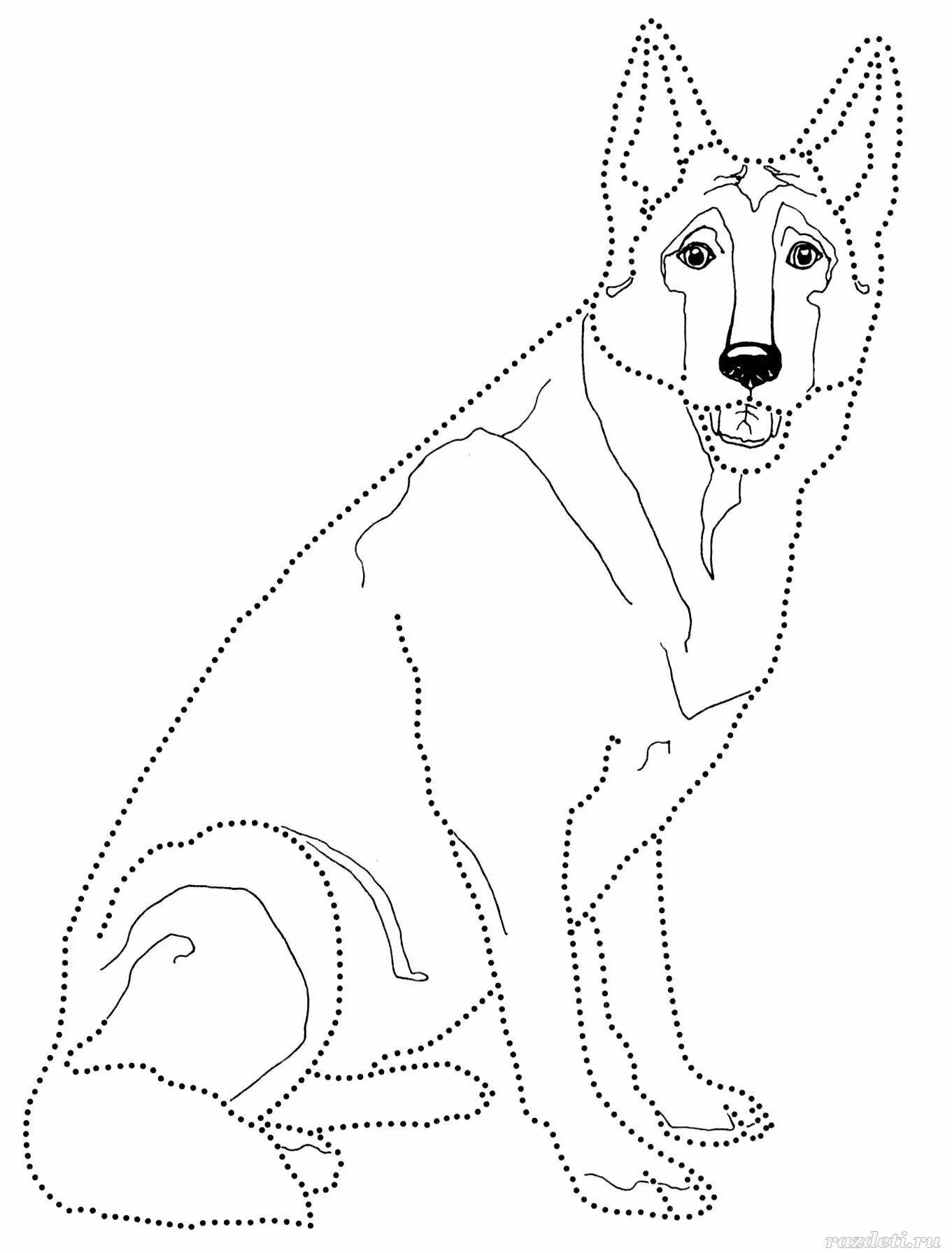 Увлекательная овчарка-раскраска для детей