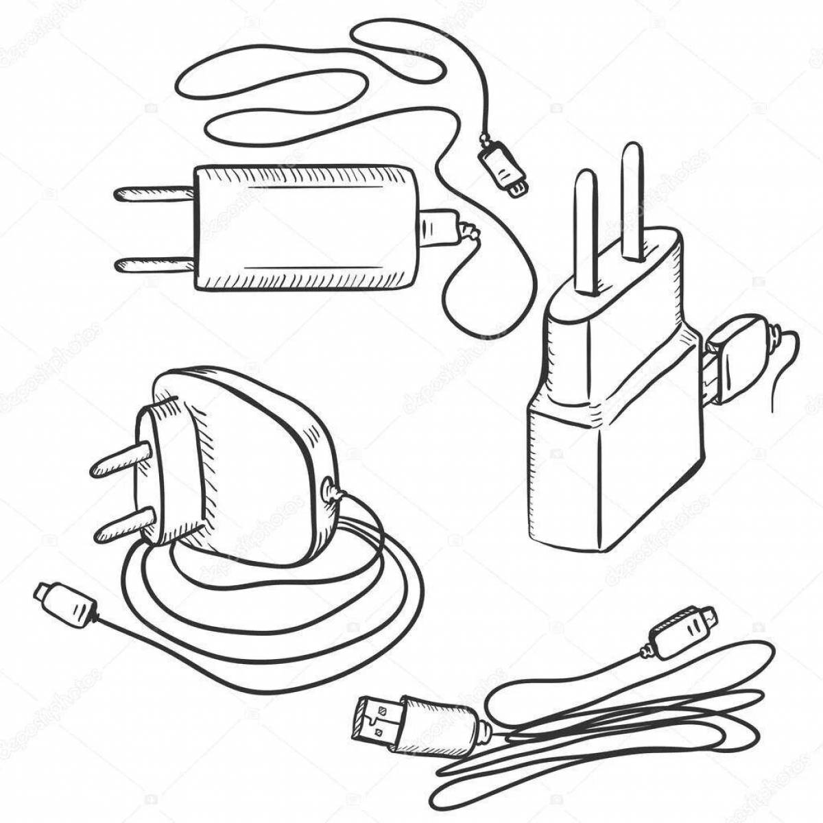 Funny phone charger coloring book