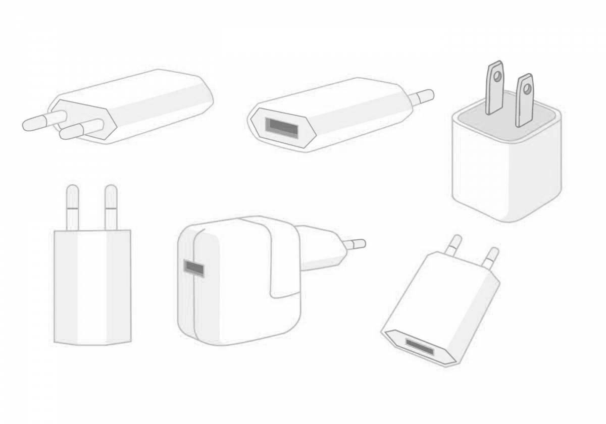 Exciting phone charger coloring page