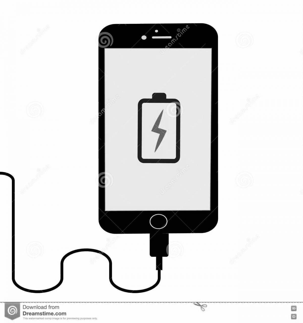 Fabulous phone charger coloring page