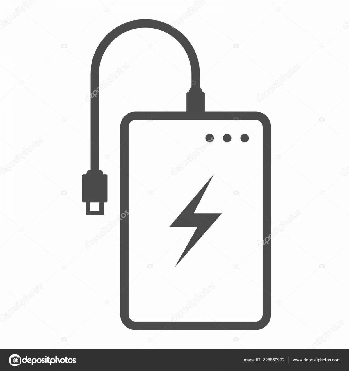 Adorable phone charger coloring page