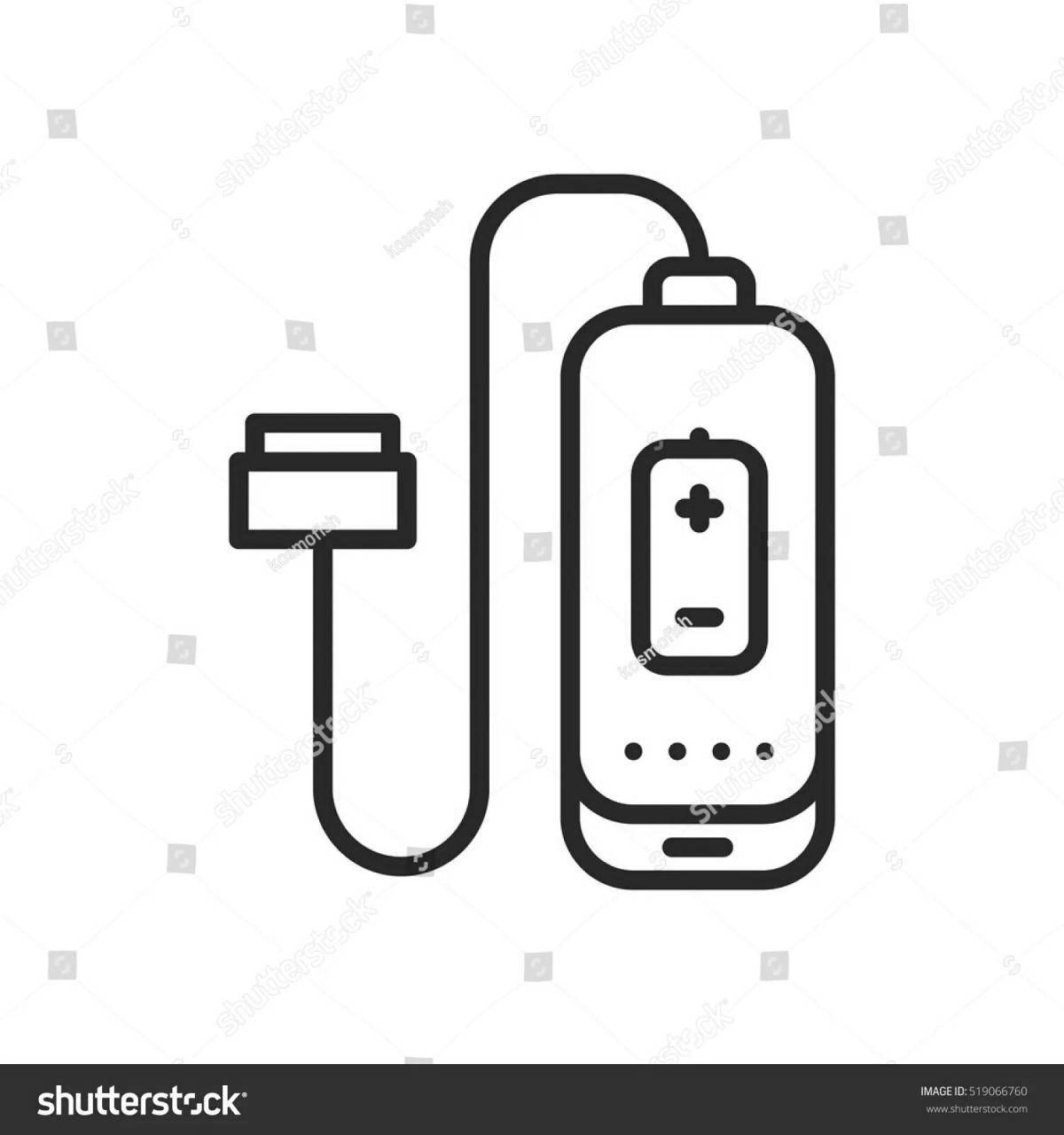 Fancy phone charger coloring page