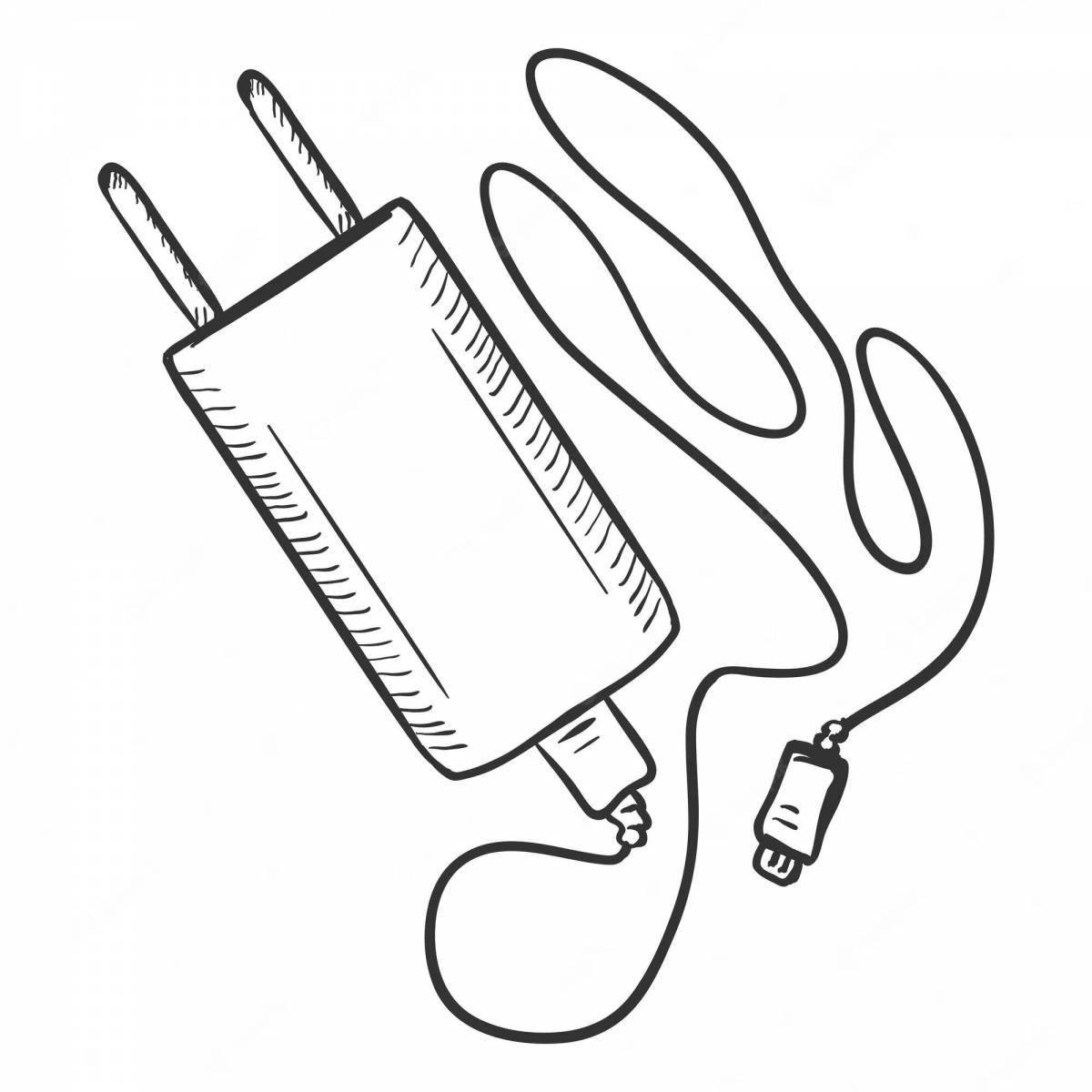 Animated phone charger coloring page