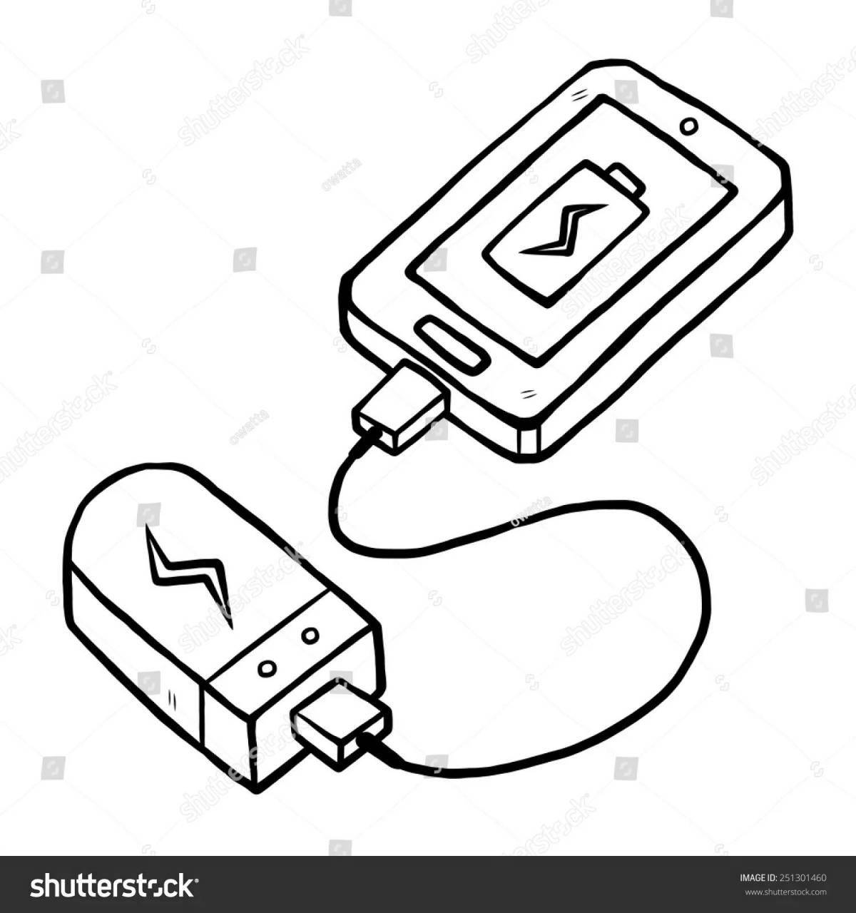 Coloring page vivacious phone charger