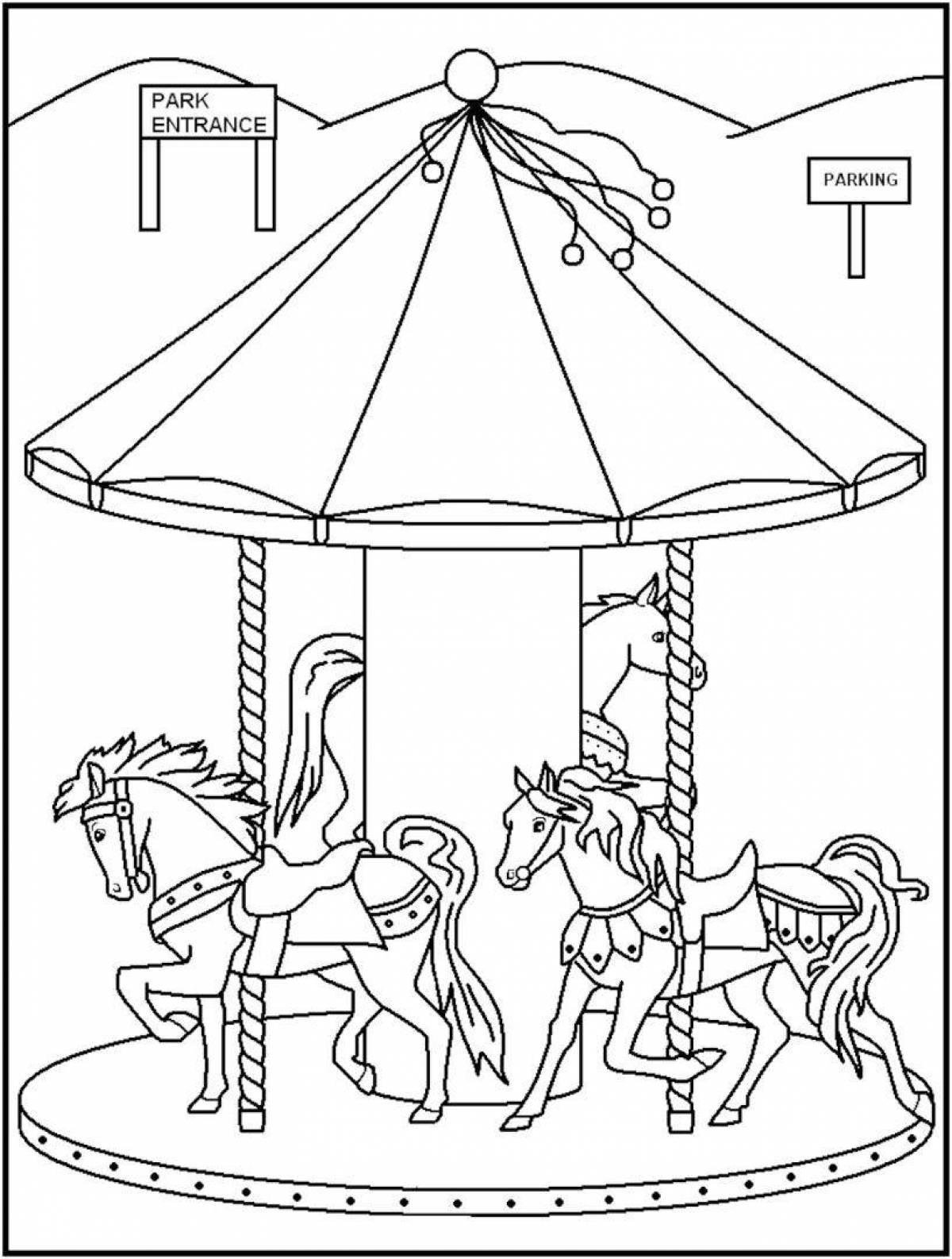 Colorful carousel coloring book for kids