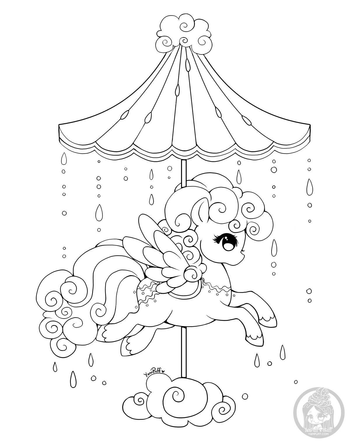 Vibrant carousel coloring for preschoolers
