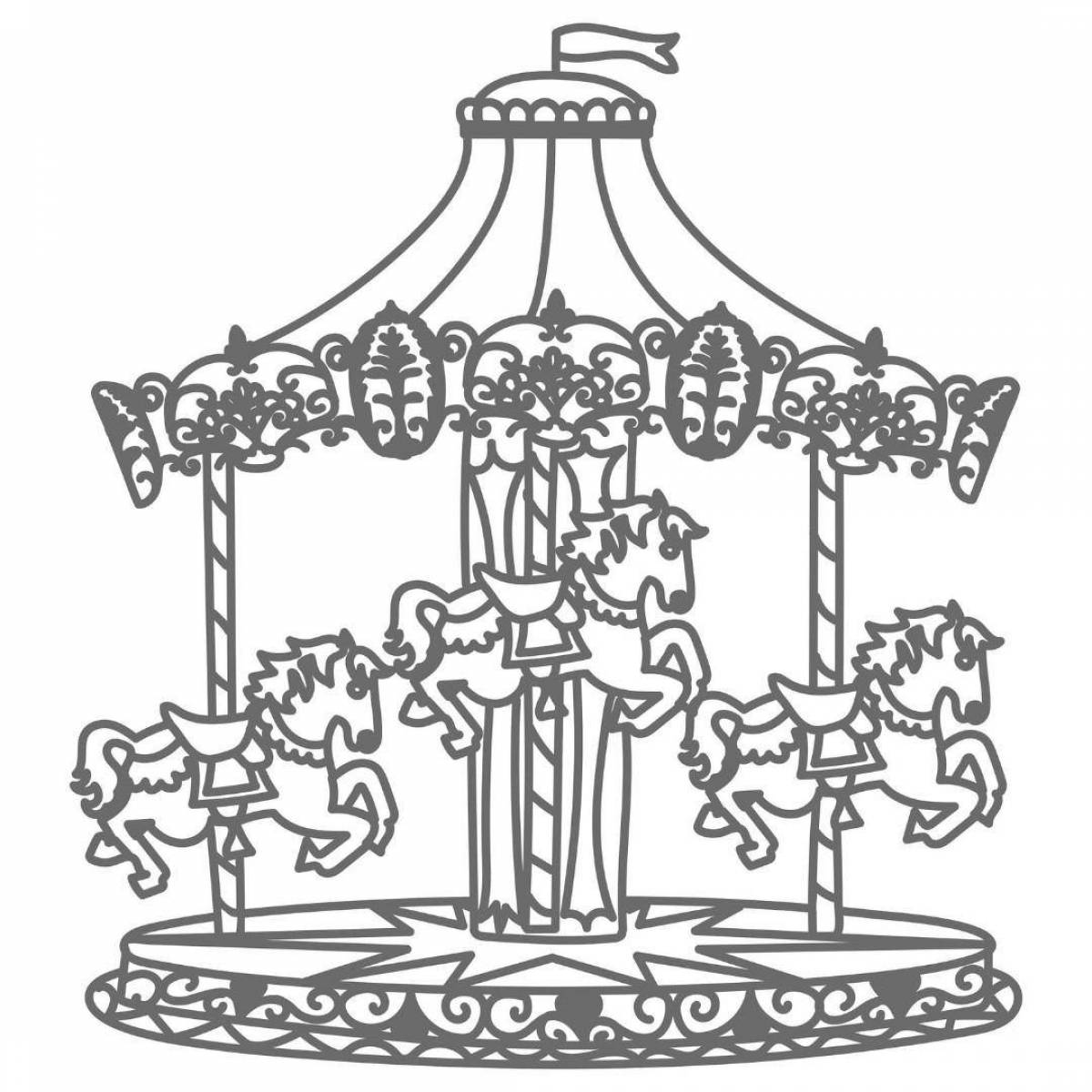 Playful baby carousel coloring book