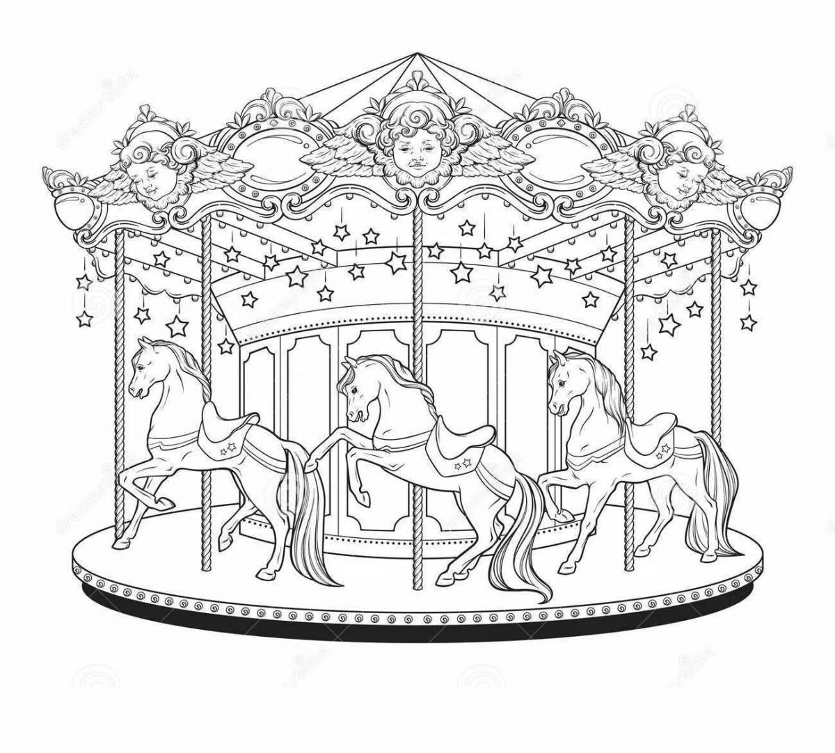 Sparkling carousel coloring book for preschoolers
