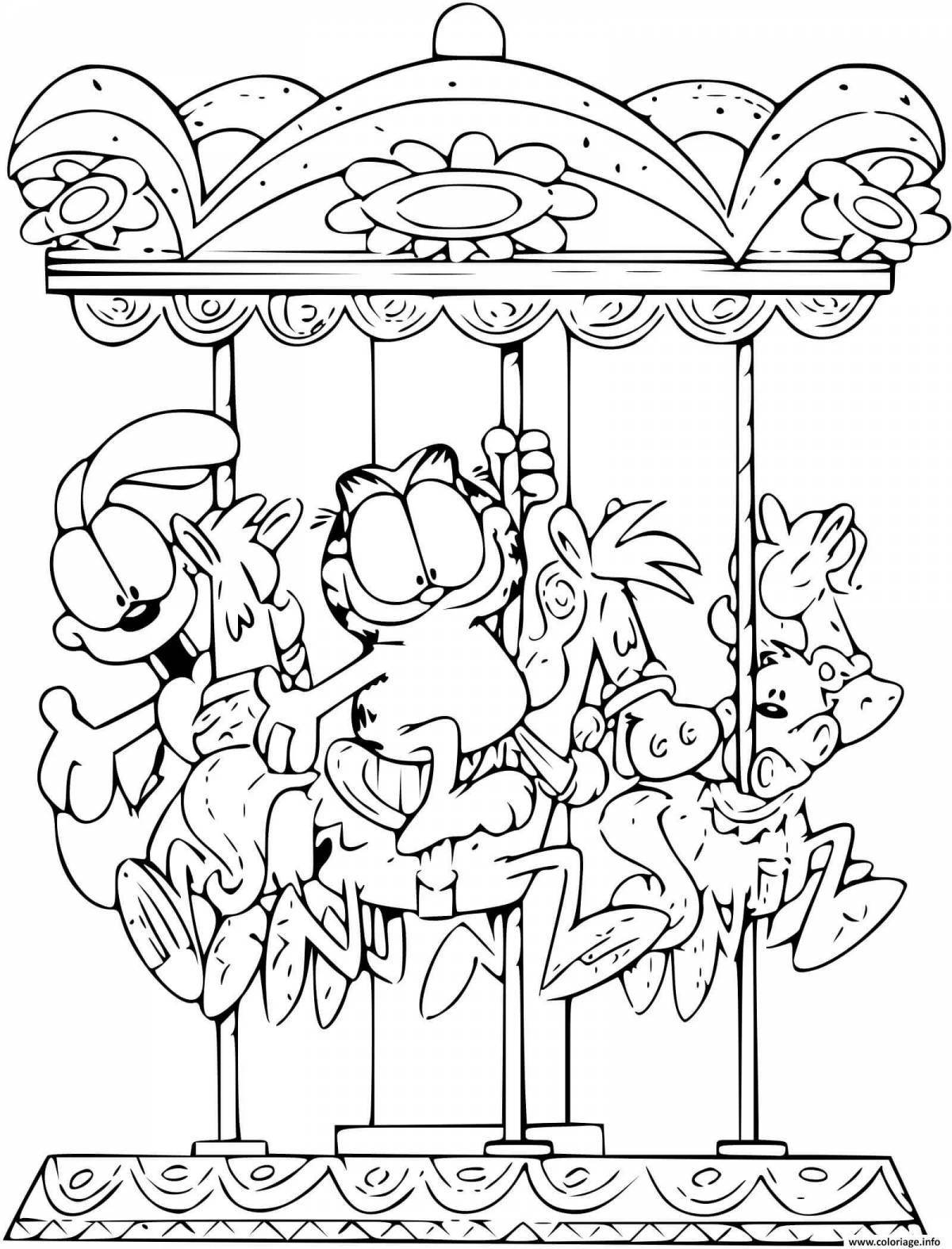 Wonderful carousel coloring for toddlers