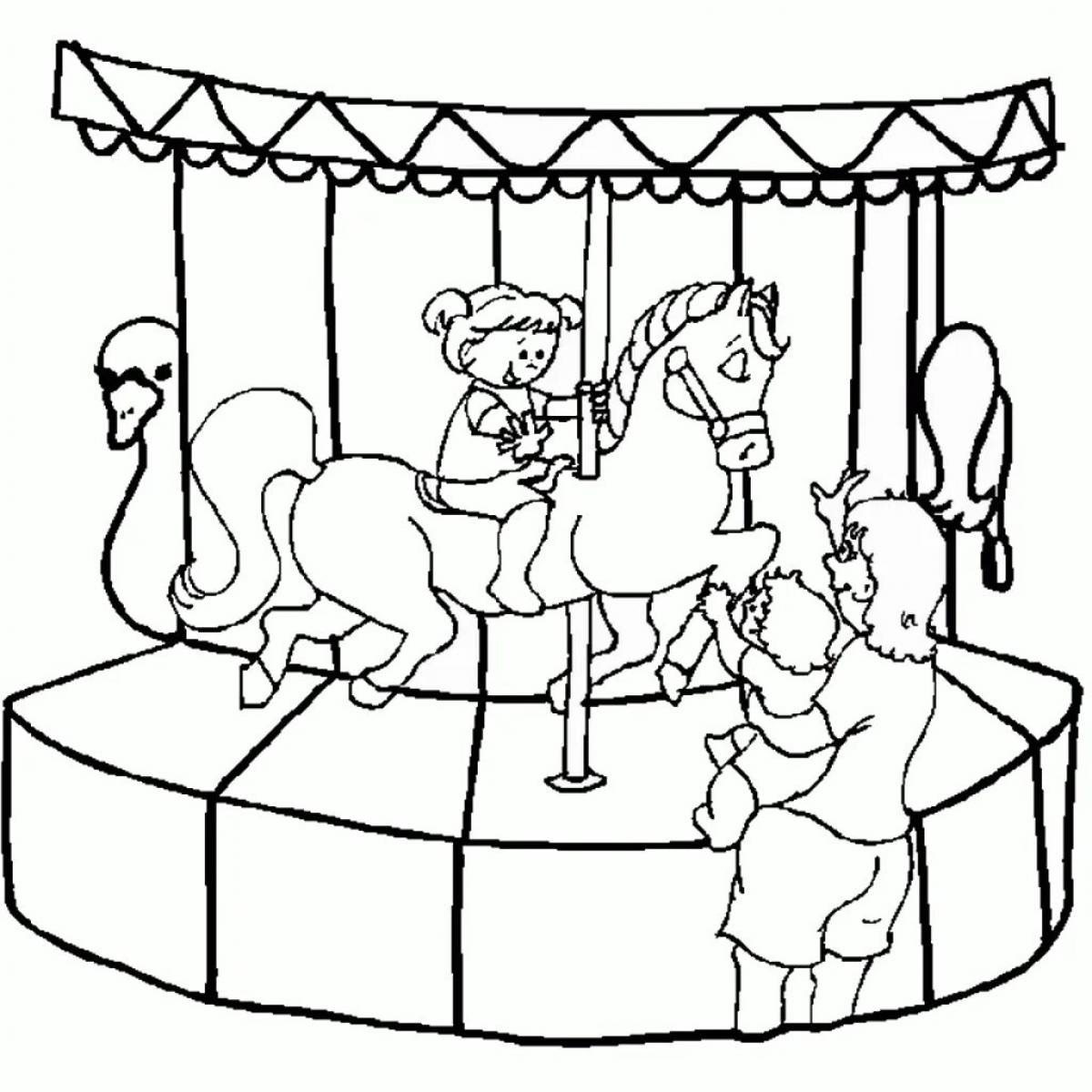 Exquisite carousel coloring for toddlers