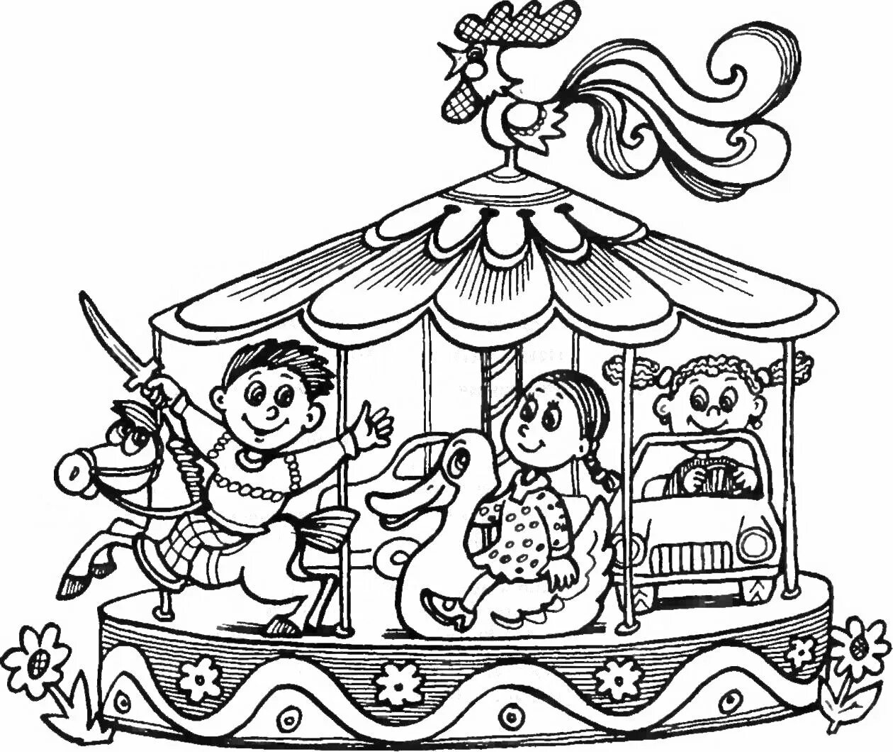 Amazing carousel coloring for kids