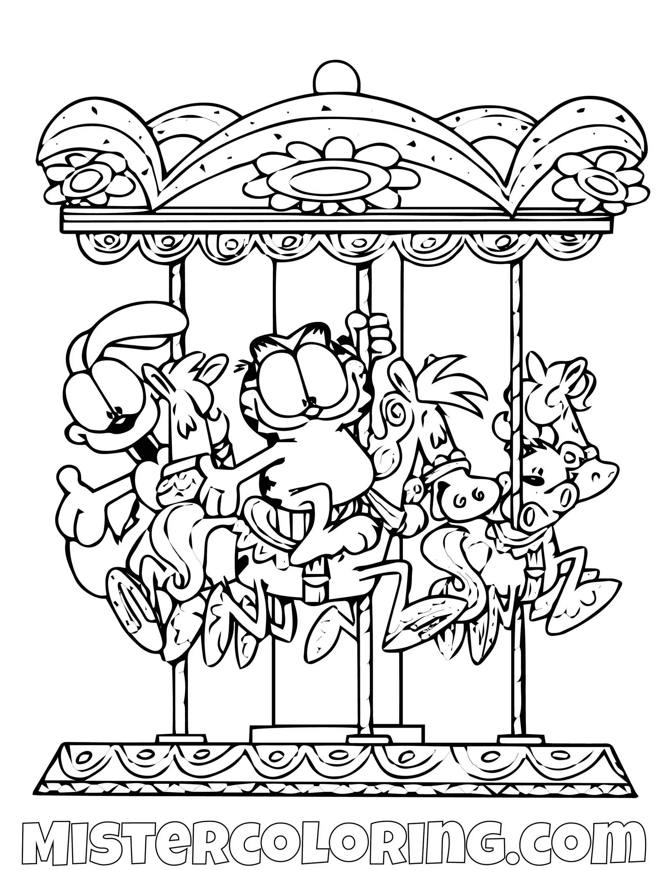 Incredible carousel coloring for kids