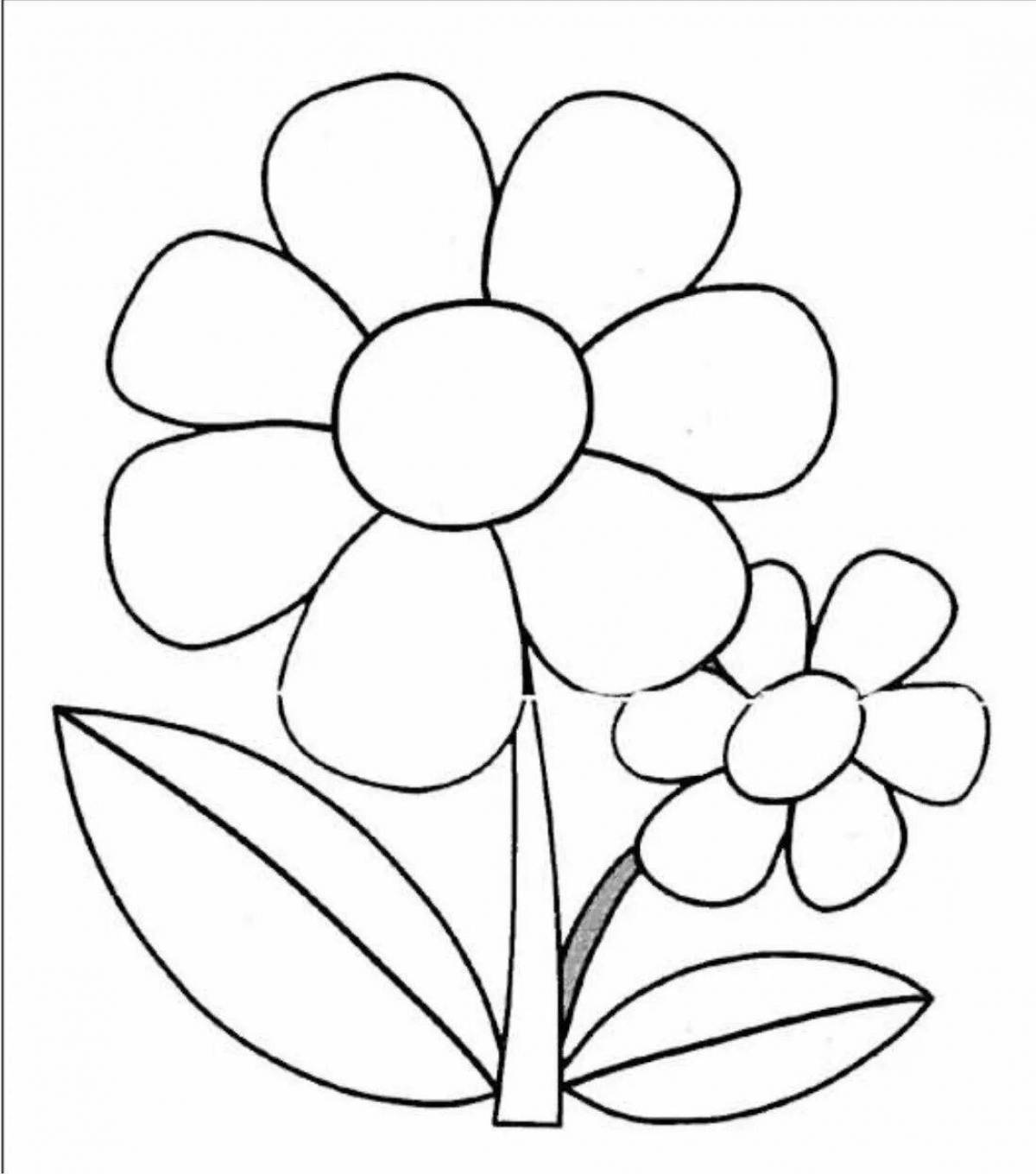 Blooming coloring page with seven colors for toddlers