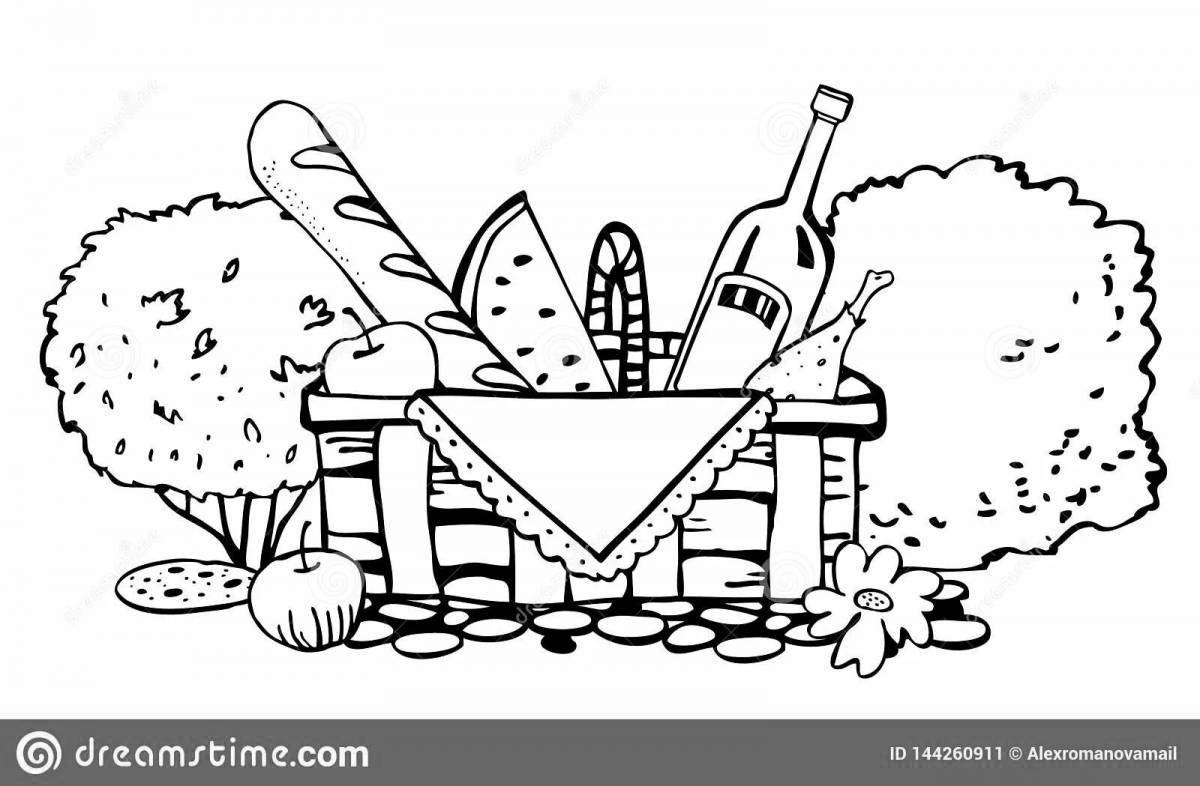 Coloring page happy picnic basket