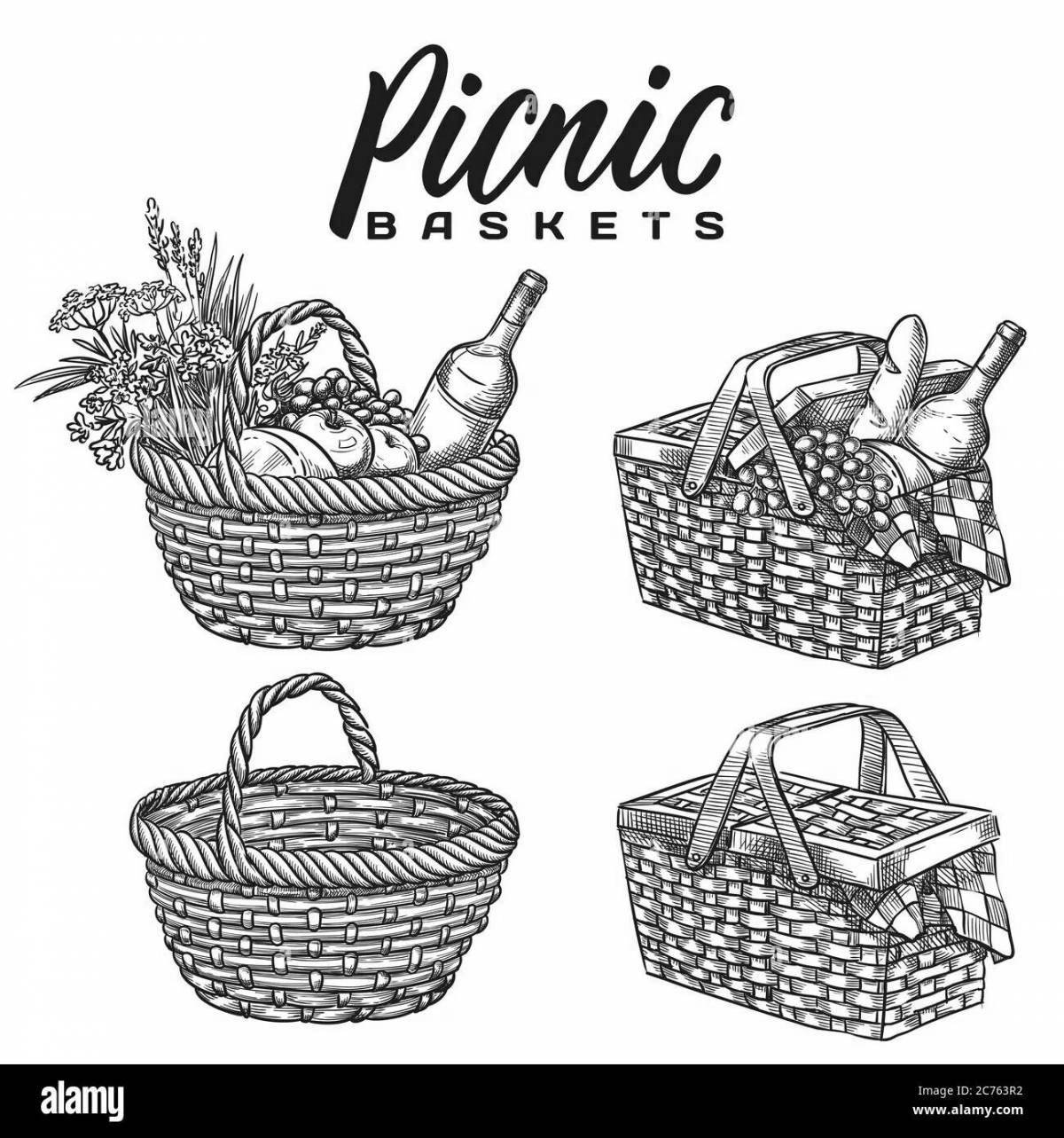 Coloring page funny picnic basket