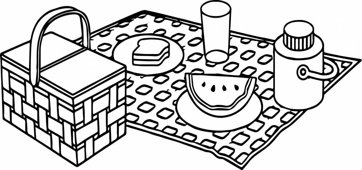 Crazy picnic basket coloring page