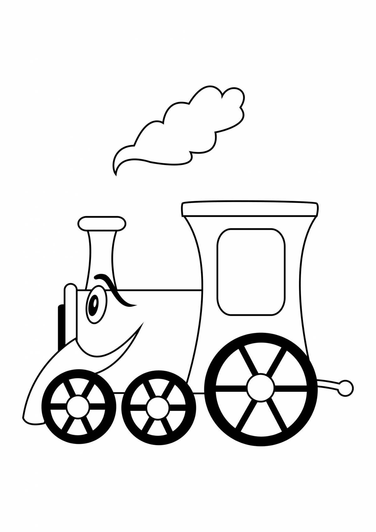 Bright coloring steam locomotive for children