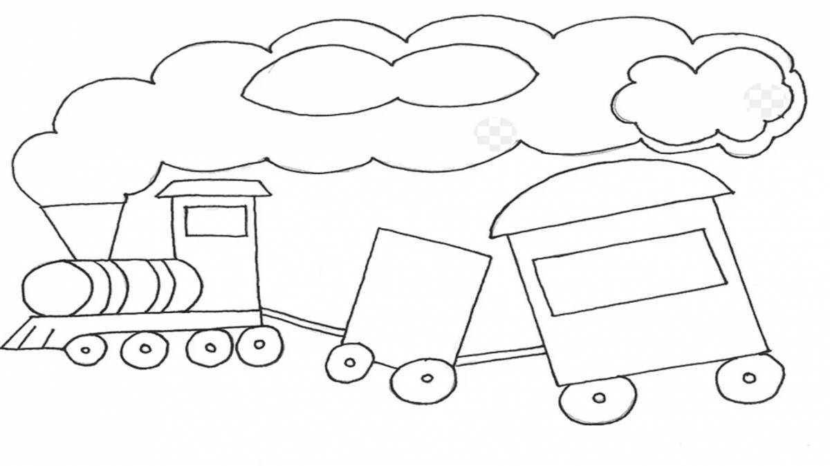 Impressive steam locomotive coloring page for kids
