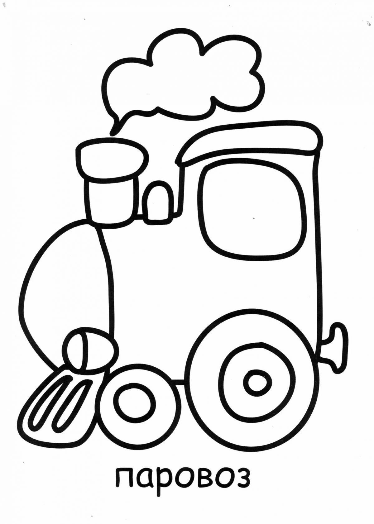 Unique locomotive coloring book for kids