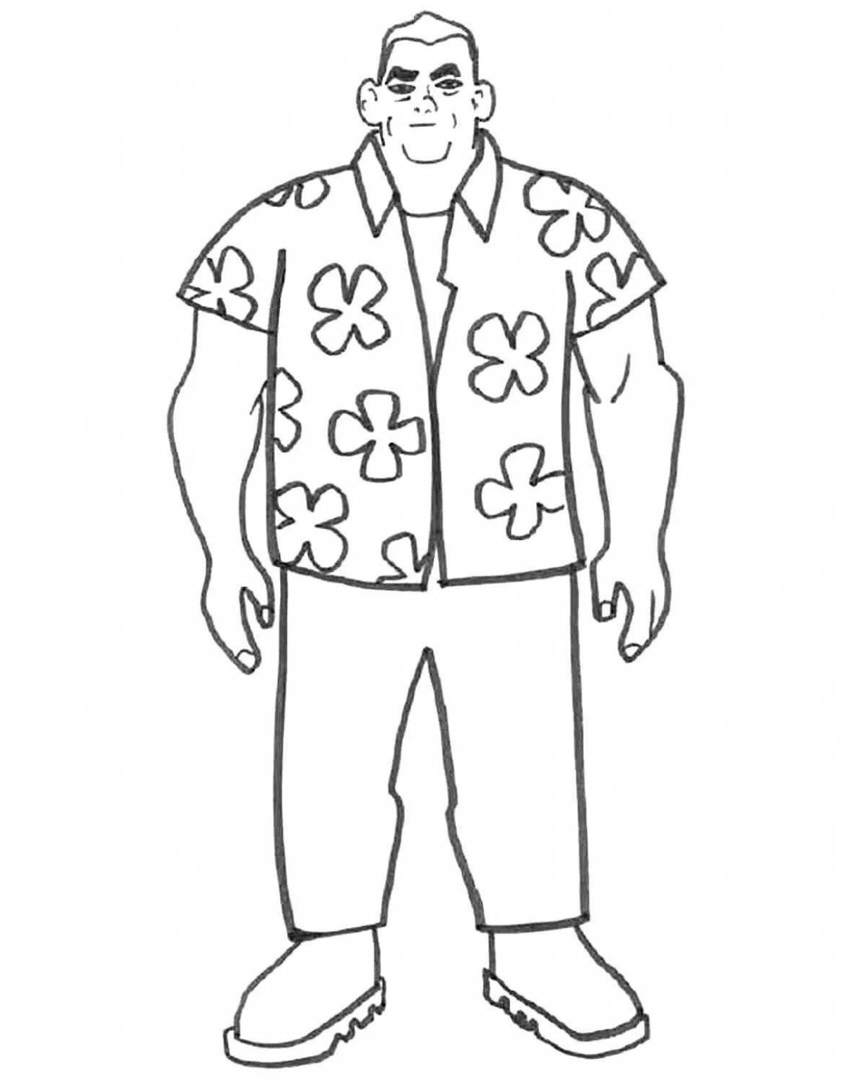 Coloring book happy man for kids