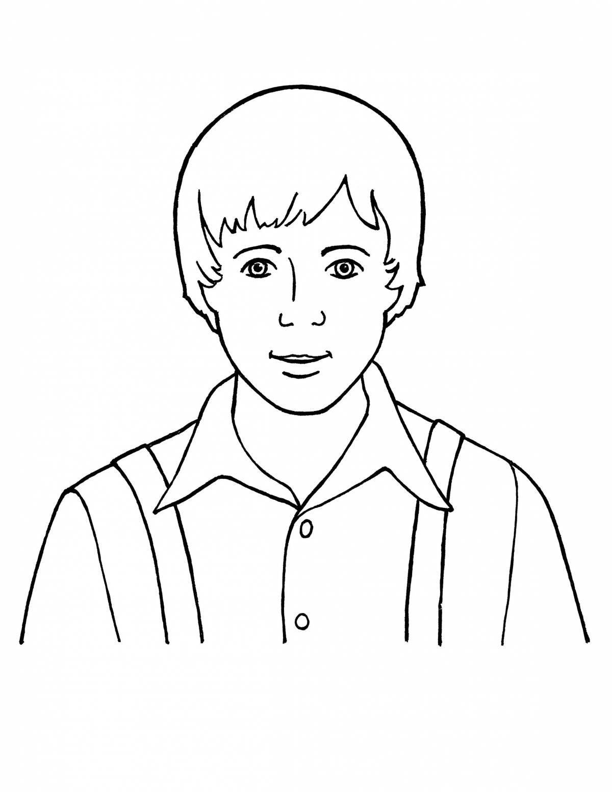 Coloring book cheerful man for children