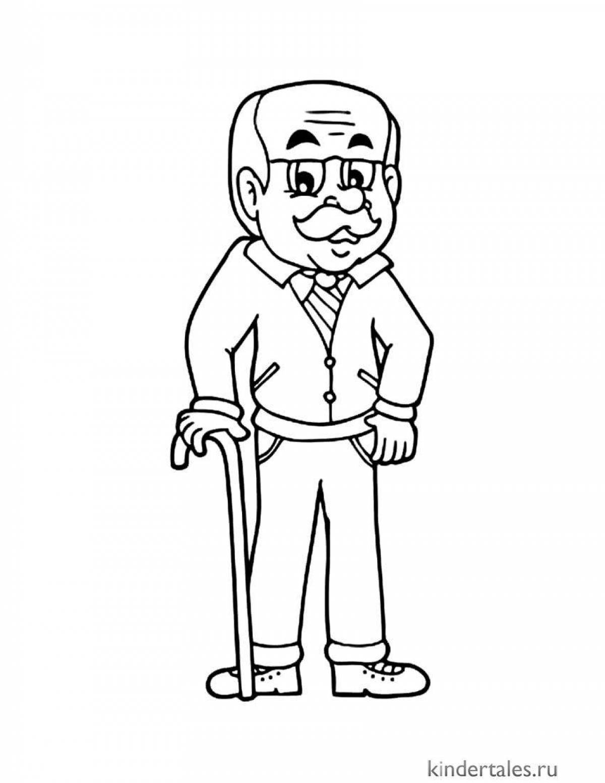 Coloring page with living person for kids