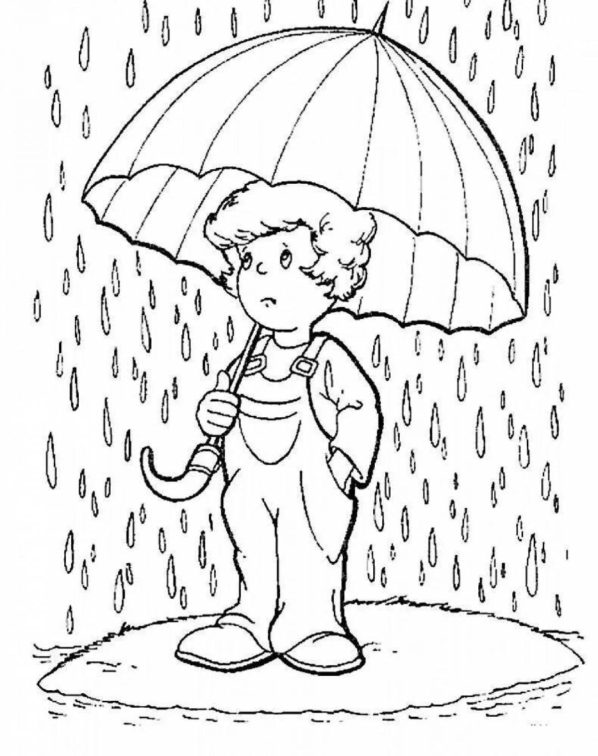 Glorious rain coloring pages for kids