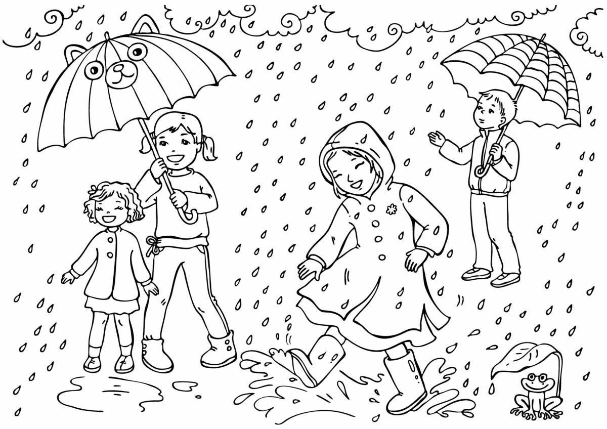 Раскраска яркий дождь для детей