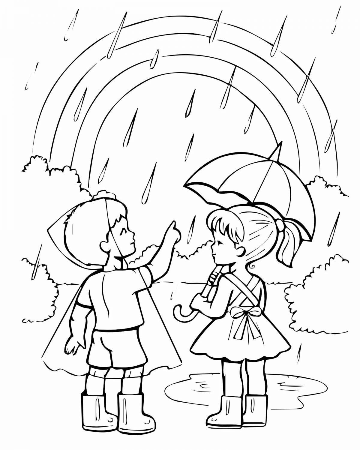 Shining rain coloring book for kids