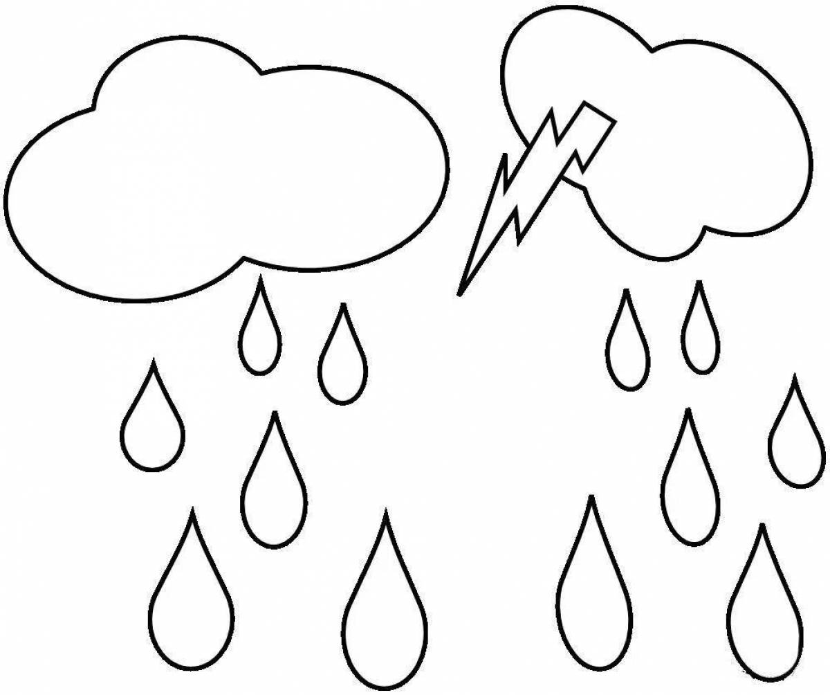 Blissful rain coloring page for kids