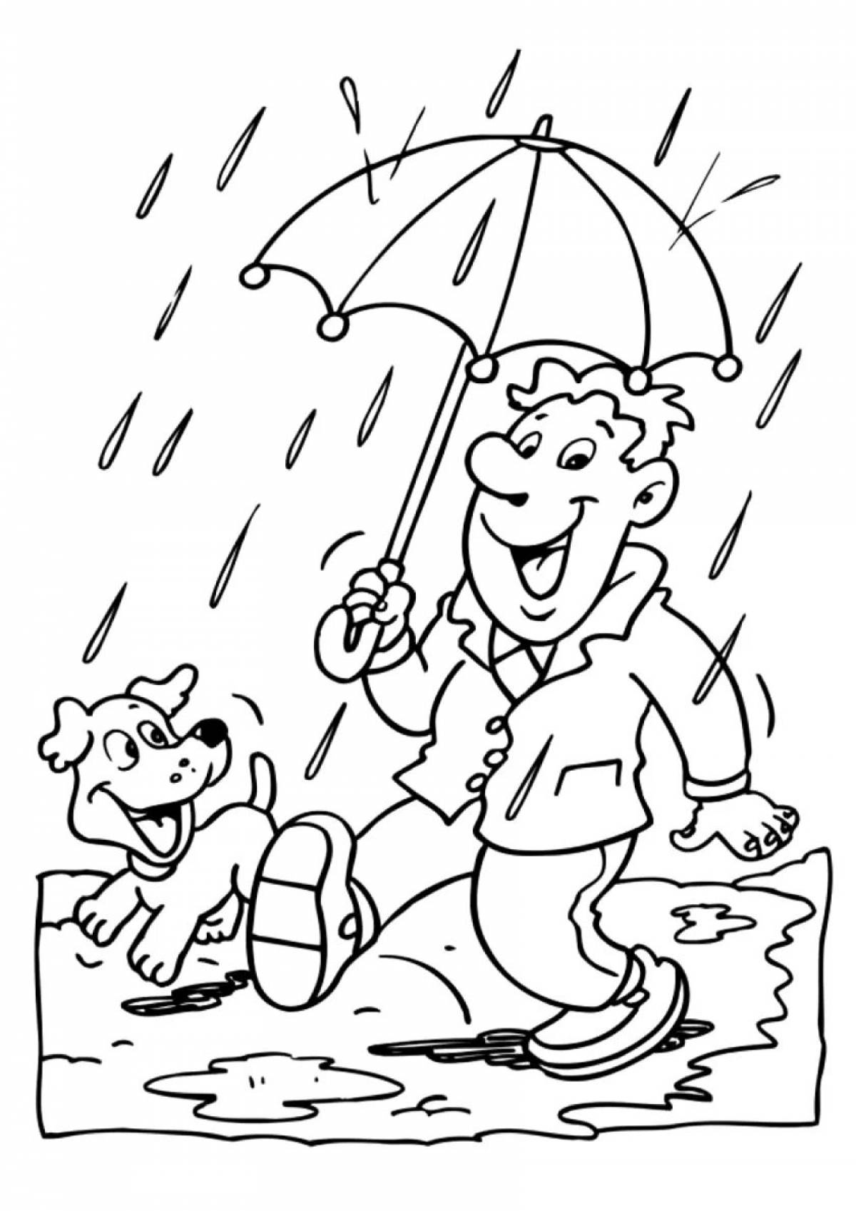 Gorgeous rain coloring book for kids